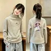 Roupa de baixo escovada para meninas, listrada, tamanho médio-grande, roupa íntima infantil quente, outono e inverno, nova, top casual de fleece infantil de manga comprida