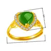 Anillo Yihua Calado con Forma de Corazón Verde de Jade, Anillo Chapado en Oro con Incrustación de Corazón de Jade Hetian y Circonita, Adecuado para Regalo