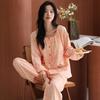 Pijama para Mujer Primavera y Otoño 2025 Estilo Nuevo con Almohadilla en el Pecho Manga Larga Algodón Nube Estilo Otoño e Invierno Se Puede Usar Fuera de Casa Conjunto de Ropa para el Hogar