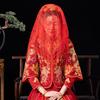 Noiva Cabeça Vermelha Casamento Estilo Chinês Xiuhe Novo Estilo Renda Chinesa Translúcido Malha Vermelha Estilo Antigo Hippa