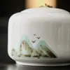 Latas vazias de porcelana de jade com gordura de ovelha de alta qualidade, grandes, meio quilo, recipientes selados para armazenamento, caixa de chá, armazém de chá, latas de chá de cerâmica para chá vermelho e verde