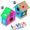 Explosões DIY casa de pássaro de madeira brinquedo ebay Amazon wish comércio exterior Casa de Pássaro crianças pintada grafite gaiola de pássaro