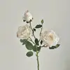 Pintura al Óleo de Rosa de Tres Cabezas con Bordes Quemados Estilo Ramo de Flores Secas Arreglo de Flores Artificiales para Accesorios de Fotografía
