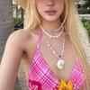 Bikini de Tres Puntos Floral a Cuadros para Niña Linda Europea y Americana Transfronteriza Traje de Baño de Cuatro Piezas Traje de Baño de Mujer
