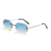 Novos Óculos de Sol Poligonais Sem Aro com Borda Cortada Moda Europeia e Americana Versão Tendência Óculos de Sol para Fotografia de Rua Masculino e Feminino Cor Degradê Personalizada