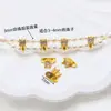 Aço Titânio Vácuo Cor Dourado 18K Conservação de Cor Fileira Dupla Cravejada de Diamante Espaçador Oval Contas de Zircônia Acessórios para Miçangas Artesanais DIY