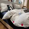 Conjunto Simples Japonês de Quatro Peças 100% Algodão Roupa de Cama Capa de Edredom de Algodão Puro Lençol Fronha Lençol com Elástico Conjunto de Três Peças para Dormitório de Estudante