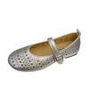 Zapatos Planos Calados para Mujer Primavera 2025 Nuevos Zapatos Planos Retro Zapatos de Ballet Punta Redonda Boca Baja Tacón Bajo Zapatos con Agujero de Hebilla