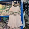 2024 fonte fábrica Coreia do Sul ins novo cor sólida toalha tecido camisola elástico cintura shorts maiô para mulheres