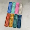 Conjunto Portátil de Talheres de Palha de Trigo com Quatro Peças para Estudantes Viajantes Colher, Faca, Garfo e Hashis Portáteis Coreanos