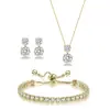 Conjunto de Colar e Pulseira de Cobre com Zircônia Inlaid da Amazon Cross-Border com Design Versátil, Adequado para Festas Dançantes e Joias Femininas