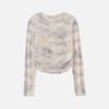 Camisa de Malla con Gradiente Elegante y Versátil Adelgazante de Manga Larga Protectora del Sol para Mujer, Nuevo Estilo para Chicas Atrevidas, Prenda de Abrigo Camisa Base Fruncida
