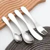 Cubiertos Infantiles Engrosados de Acero Inoxidable al por Mayor, Tenedores y Cucharas, Cucharas para Complemento Alimenticio de Bebé, Vajilla Infantil de Grado Alimenticio para el Hogar
