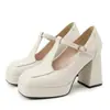 Zapatos Mary Jane de Tacón Grueso para Comercio Exterior Transfronterizo 2026, Tallas 33-50, Plataforma de Talla Grande, Zapatos de Salón a la Moda