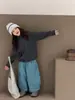 Suéter casual tipo pullover coreano para niños para otoño, corte holgado, hombros caídos, tejido básico simple para niños y niñas