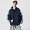 Chamarra cortavientos con capucha a rayas para hombre, transfronteriza 2026, moderna, cómoda, de corte holgado, elegante y versátil para primavera y otoño