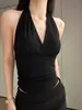 Elegante top sin mangas tipo halter con almohadillas en el busto para mujer, adecuado para el verano, con un diseño que ajusta la cintura para disimular los rollitos laterales, se puede usar como capa base, un top puro y seductor