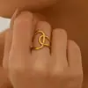 Joyería Transfronteriza Europea y Americana, Anillos de Nuevo Diseño Geométrico, Estilo de Gama Alta de Nicho, Anillos Abiertos Incrustados con Perlas, Accesorios para Mano Versátiles