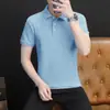 Camisa Polo de Verano Nueva para Hombre DW con Cuello Camisero, Camisa Polo de Color Sólido de Manga Corta, Moda Casual Versátil Moderna Estilo Hong Kong para Hombres Jóvenes