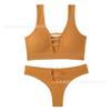 Ropa interior sexy sin costuras hueca transfronteriza nueva europea y americana para mujer, sujetador fruncido, chaleco deportivo, traje transpirable para mujer