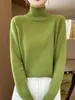 Suéter Feminino Outono Inverno Cor Sólida Manga Raglã Gola Alta Modelagem Relaxada Modifica Ombros e Costas Tricô Simples Versátil Conjunto de Camada Base