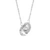 Collar de plata 999 entrelazada con diseño de nicho para mujer, cadena de clavícula de circonita de lujo ligera, colgante de anillo Mobius
