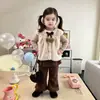 Ropa para niños, conjunto para niñas, chaleco peludo, suéter y leggings, un conjunto de tres piezas, nueva colección otoño/invierno, ropa de calidad de exportación
