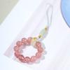 Cuentas Twist de Cristal de Fresa Natural Cadena Colgante para Teléfono Móvil Cuentas Redondas de Cristal de Piedra Solar Adornos Exquisitos para Bolso/Llaves Resistentes a Caídas