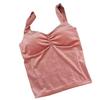 Chaleco térmico de terciopelo dorado para otoño e invierno para mujer, cuello en V, tirante interior con almohadilla en el pecho, para usar por dentro y por fuera, top con pliegues en la espalda, ropa interior de belleza
