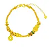 Estilo Loja de Ouro Vintage Ouro de Areia Antigo Esmalte Moeda de Cobre Cuia Anel Espiral Pulseira Pulseira Retro de Sorte e Prosperidade