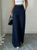 Calça Casual Unicolor de Verão 2026, Cruzada Europeia e Americana, Cintura Alta, Dupla Face, Corte Solto, Modeladora
