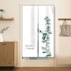 Cortina de puerta de estilo coreano sin perforaciones, de algodón y lino, con plantas verdes, para el hogar, probador, dormitorio, baño, divisoria, media cortina de tela