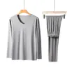 Roupa íntima térmica de veludo masculina com forro de fleece, sem costura, antibacteriana, calça comprida, conjunto outono e inverno