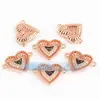 Accesorios para joyería DIY mitad plata 925 oro microincrustación concha de abulón Conector de corazón de manzana y durazno