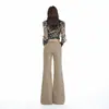 Cross 2026 Otoño Invierno Nuevo Americano Simple Cintura Media-Baja Sin Estirar No Ceñido a la Pierna Acampanado Casual para Mujer Color Marrón Cacao Largo