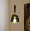 Lustre de Cerâmica Esmaltada Impressa em Latão Vintage Estilo Japonês Lâmpadas Simples para Quarto Cabeceira Restaurante Balcão de Bar Entrada Janela de Canto