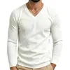 Amazon Suéter de punto para hombre, casual, otoño/invierno, cuello en V, color liso, manga larga, camiseta de alta gama transfronteriza europea y americana