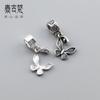 Colgante Lingote Mariposa Antigua Plata Esterlina 925 Pulsera DIY Colgante Retro Material Cuerda Tejida a Mano Accesorios S0952