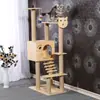 Marco de escalada para gatos Madera maciza Sisal Cama para gatos Árbol Tablero rascador Juguete Plataforma de salto para gatos Estante integrado Rascador para gatos Engrosado Mascota Gato