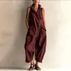 Verano 2026 Nuevo Ropa Femenina Europea y Americana Casual para el Trabajo Color Sólido Cuello en V Mono Romper Simple a la Moda