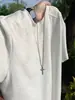 Camiseta de Verano para Hombre Gris Suave Estructura Pegajosa Cuello Redondo Manga Corta Estilo Delgado Sensación Perezosa Relajada Manga Media Rogue Americano Fresco Elástica