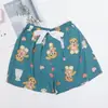 Fornecimento Direto da Fábrica Shorts de Algodão e Seda Feminino Verão Finos Florais Japoneses Caimento Elástico na Cintura Pijama Algodão Artificial Calça Única