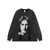 Camiseta Oversize Lavada Desgastada Gola Pequena Manga Curta Hip-Hop Americano Vintage Marca de Moda de Rua Colete de Meia-Manga Masculino