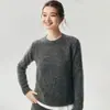 Suéter de hilo GNC 25 seda de morera 75 cachemir hilo floral para mujer, cuello redondo holgado, estilo relajado tejido pullover