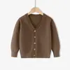 2026 Nuevo Cárdigan de Algodón Puro Estilo Universitario Europeo y Americano para Niños, Tejido Fino para Niños Mayores, Chaqueta de Primavera y Otoño para Niños y Niñas