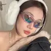 Gafas de sol moradas estilo Y2K milenio para mujer, gafas de sol peculiares para fotos de celebridades de internet, nuevo diseño retro moderno genial 2024
