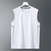 Chaleco de Seda de Hielo para Hombre Moderno Delgado Cuello Redondo Malla Transpirable Secado Rápido Deportivo Chaleco Ancho Ropa Exterior Hombre Verano sin Mangas