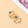 Pendientes Cuadrados de Piedras Preciosas Retro para Mujer, Pendientes Trenzados de Moda de Alta Gama, Pendientes Redondos Dorados al por Mayor