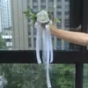 300 Decoração de Casamento ao Ar Livre Nórdico Arranjo de Flores para Encosto de Cadeira Buquê Flores Artificiais Estilo Floresta Adereços para Fotografia de Casamento Encosto de Cadeira