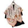 Lenço de Pescoço Leve com Estampa Floral de Plantas para Primavera e Outono Sarja Quadrado Grande Artístico Lenço Xale Elegante de Alta Qualidade para o Dia a Dia
